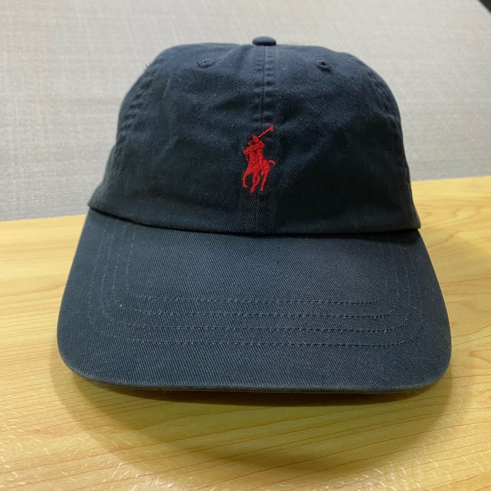 Polo Ralph Lauren Mens Black Red Pony Logo Adjustable Baseball Cap Hat